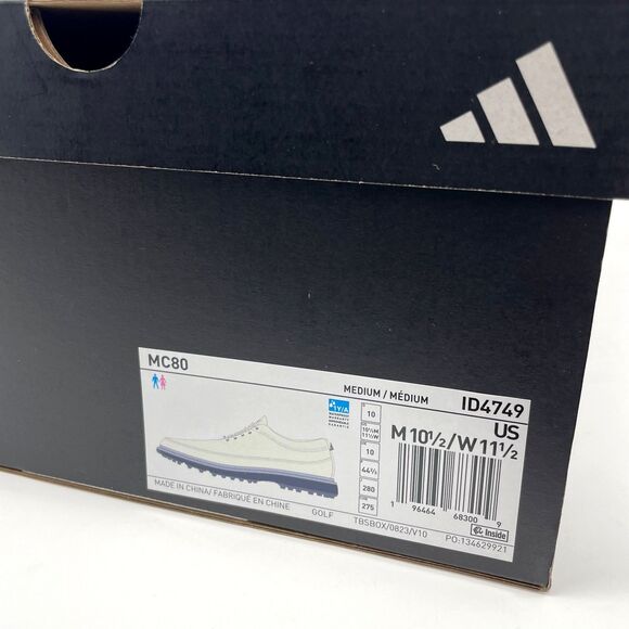 Adidas Boost MC 80 Leather Golf Shoes Men’s Off White Blue Comfort ID4749 NEW - Picture 9 of 10